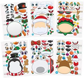 JOYIN 24 PCS Make-a-face Sticker Sheets Make Your Own Characters Mix and Match Sticker Sheets with Christmas Elf, Santa Claus, Snowman, Penguin and Polar Bear Kids Party Favor Supplies Craft