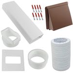 Spares2go Universal Exterior Wall Tumble Dryer Vent Cover Kit & Extension Hose (Brown, 4" / 102mm)