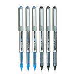 UNI-BALL Eye UB157 0.7mm Roller Ball Pen | Waterproof Pigment Ink | Lightweighted Sleek Body | Long Lasting Smudge Free Ink | School and Office Stationery | 3 Blue & 3 Black Ink, Pack of 6