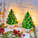 Brightown Ceramic Christmas Tree Night Light - 2 Pack 6" Christmas Decorative Ceramic Tree with ON/Off Switch, Vintage Christmas Night Light for Bedroom Bathroom Living Room Porch Holiday Decor