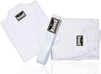 Kango Karate Uniform 8oz for Kids & Adults Midweight Student Karate Gi Martial Arts Uniform Free Belt (White, Size 3/160CM (5'1"-5' 4")), White, 3/160