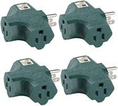 Aniai 3 Outlet Adapter [UL Listed] 3 Way Outlet Splitter - 3 T-Shaped Adapter Outdoor Power Splitter Grounded Wall Tap Adapter Heavy Duty (4, green)