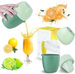 RETON Lemon Squeezer, Hand Juicer, Citrus Juicer, Portable Citrus Orange Juicer, Mini Hand Manual Juicer for Citrus Fruits, Lime Juicer with Strainer and Container for Gifts, Kitchen, Green