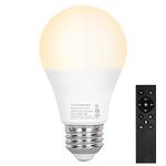 A19 Dimmable LED Light Bulbs with Remote Control, 9W LED Bulbs, Stepless 2700K-6000K, E26 Base, 35000+ Hours Lifespan, Light Bulb for Floor Lamp, Table Lamp, Pendant Lamp