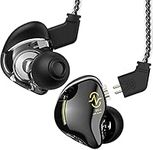 Yinyoo in Ear Monitors, CCZ Coffee-Bean Wired Earphones Headphones, In-Ear Headset with 1DD HiFi Bass Sound for Musicians Singers Stage, Lightweight Running Audiophile IEM (Without mic, Black)