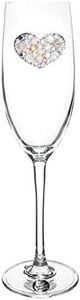 THE QUEENS' JEWELS Multi Stone Heart Jewled Champagne Flute, 8 oz. - Unique Gift for Women, Birthday, Cute, Fun, Not Painted, Decorated, Bling, Bedazzled, Rhinestone