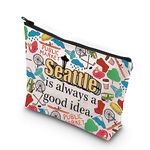 WCGXKO Seattle Washington Gift Seattle Welcome Bag Seattle Beach Gift Seattle Zipper Pouch Makeup Bag, Seattle, Zipper