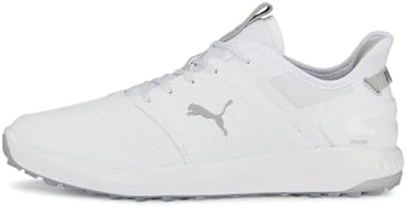 PUMA Men's Ignite Elevate Golf Shoe, Puma White Puma Silver, 8 US