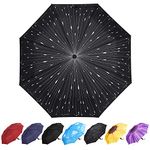 YumSur Windproof Travel Umbrellas - Lightweight Automatic Compact Folding Umbrella Violet Daisy Design, Reinforced Canopy, Auto Open/Close, for Men and Women