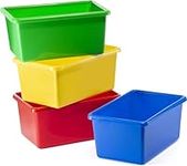 Prextex TOY PLASTIC STORAGE BINS | Stackable Storage Boxes, Plastic Storage, Book Storage, Craft Storage for Shelves | Wardrobe Organisers for Kitchen, Home Office Bathroom & Home Organisation