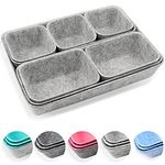 Newthinking Desk Drawer Organiser Trays, 8 Pack Square Organizer Box Stackable Dividers, Save Desk Space Dividers Box for Home Office Cosmetics Storage Boxes (Gray)