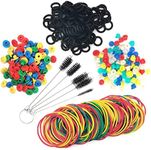 Tattoo Machine Parts, Usiriy 405pcs Tattoo Supplies Set 100 Colorful Tattoo Rubber Bands 100 Rubber Tattoo Grommets 100 Silicone Tattoo Nipples 100 O-rings and Cleaning Brush Set