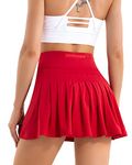 Betaven Pleated Tennis Skirts for Women with Shorts Pockets High Waisted Golf Skirt Skort Athletic Running Activewear A-Dark Red X-Small