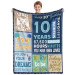 BTZO 10th Birthday Gifts for Boys,Blue Happy 10th Birthday Blanket,10 Year Old Boy Girls Gift Ideas,10th Birthday Decorations Gift Throw Blanket for Teen Son Grandson Nephew 50"x60"