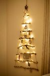 HomeZone Christmas Wooden Ladder Tree Hanging LED Lights - Rustic Space Saving Wall Tree Fairy Lights - Xmas Vintage Style Wall Mountable D.I.Y Scandinavian Shabby Chic Festive LED Decoration (133cm)