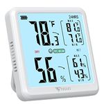 DOQAUS Digital Hygrometer Indoor Thermometer, Touch Backlit Humidity Meters, Room Thermometer, and Humidity Monitor with Accurate Temperature Humidity Gauge with Large Screen & Type-C for Baby Room