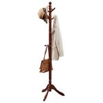 VASAGLE Coat Rack, Solid Wood Coat Stand, Free Standing Hall Coat Tree with 10 Hooks, Dark Walnut URCR03WN