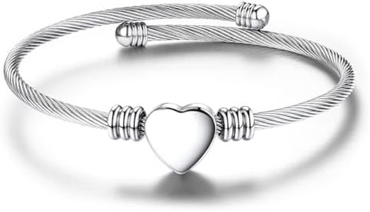 GOLDCHIC JEWELRY Heart Bracelets for Women Dainty Charm Bracelets for Women Non Tarnish Love Bangle Bracelet Gift Stainless Steel Cuff Bracelet