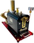 Steam Engine RW-BV2C Mini Reversible Reciprocating V-Type Dual-Cylinder Live and Boiler Model, Made from Premium Materials Compatible with 70-130cm Steam Boats(Assembled Version)