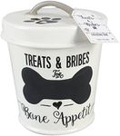 Young's Inc. Large Pet Treat Jar with Lid - Perfect for Dog and Cat Treats - Ceramic Canister for Cookies, Candies, Biscuits, Bones, and More - Treats and Bribes