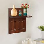 Odestar Wall Mounted Home Decor Key Chain Holder Organizer Key Hooks with Wall Shelf Display Rack Engineered Wood-Model-Drew, 10 Hooks, Color- Classic Walnut