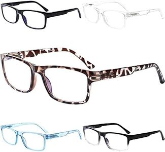 Henotin 5-Pack Reading Glasses Blue Light Blocking,Spring Hinge Readers for Women Men,Anti Glare UV Ray Filter Eyeglasses (Mix Color, 0.75)