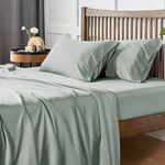 CozyLux Cooling Sheets Queen Size, Rayon derived from Bamboo, Oeko-TEX Certified Luxuriously Soft & Cooling Silky Sheet Set - 16" Deep Pockets 4 Piece Bedding Sheets & Pillowcases，Sea Glass