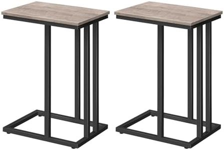 HOOBRO C Shaped End Table Set of 2, Small Couch Side Table with Metal Frame, Sturdy Slide Under C Table Sofa Side Table for Small Spaces, Living Room, Bedroom, Greige and Black BG02SFP201G1