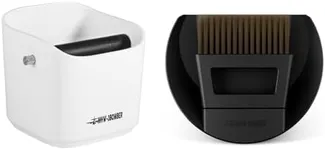 MHW-3BOMBER Coffee Knock Box White and Mini Broom and Dustpan Set