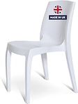 1 x Chair White Gloss, Stackable, Recyclable, Strong, Made in UK, Durable, Stylish, Comfortable, UV Resistant | Kitchen, Living, Dining, Office, Outdoor, Café, Restaurant, College, Hotel, Event