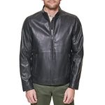 Dockers Men's The Dylan Faux Leather Racer Jacket, Black, X-Large