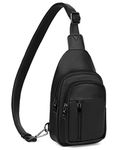 MASINTOR Sling Bag for Women - Crossbody Bags Fanny Pack with Vegan Leather - Adjustable Sling Backack for Travel Pure Black