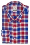 7-DAYS Men's Red and Blue Checkered Formal Shirt - 100% Pure Cotton, Regular Fit, Full Sleeve, Size 38 M | Gents Check Shirt for Semi – Formals and Business Casual