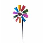 29inch Flower Wind Spinner Stake Rainbow Wind Spinner Stake Garden Decoration Wind Spinner Metal Windmill Gardening Courtyard Outdoor Windmill Garden Rotating Windmill Metal Craft Ornaments(#1)