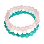 DAIVYA WELLNESS Jewellery Beads Bracelet for Women and Men (Pack of 3 Bracelet) : Multicolor Natural Gem Stone Bracelet Reiki Chakra Crystal Healing | (Selenite Aqua Rose Ensemble - Style - 2)