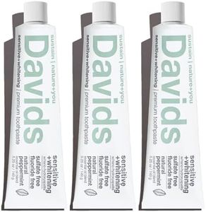 Davids Fluoride Free Nano Hydroxyapatite Toothpaste for Remineralizing Enamel & Sensitive Relief, Whitening, Antiplaque, SLS Free, Natural Peppermint, 5.25oz (3-Pack), Made in USA