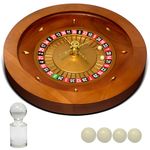 JIESITE Deluxe Wooden Roulette Wheel Casino Grade Precision Bearings Roulette Wheel Set for Adults Club Parties (Light, 20in)