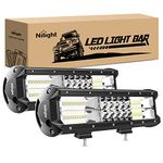 Nilight Led Light Bar 2PCS 12Inch Triple Row Flood Spot Combo Beam Super Bright Led Bar Driving Lights Boat Lights Led Off Road Lights for Trucks