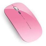 Picktech Q5 Slim Rechargeable Wireless Mouse, 2.4G Portable Optical Silent Ultra Thin Wireless Computer Mouse with USB Receiver and Type C Adapter, Compatible with PC, Laptop, Desktop (Pink)