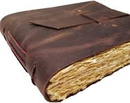 Vintage Leather Photo Album with Buckle Closure - Scrapbook Style Pages, Gift Box Included - Holds 100 4x6 or 5x7 Photos - Memory Book