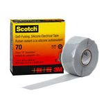 3M 70 Scotch Self-Fusing Silicone Rubber Electrical Tape, 1 inch Width, 30 Foot Length, Pack of 1