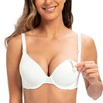 MELENECA Women's Breastfeeding Padded Plus Size Convertible Underwire Nursing Bra White 36G