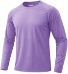 KEFITEVD Work Shirts for Men Fishing Shirts Performance Shirt Men Running Workout Shirts Rash Guard T-Shirts Light Purple