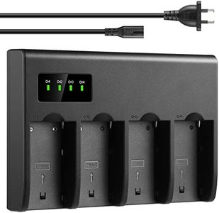 ENEGON 4-Channel NP-F Battery Charger with LCD Screen & Power Adapter, Compatible with Sony NP-F550 F570 F750 F770 F930 F950 F960 F970 FM50 QM71 QM91 QM71D QM91D Camcorder Li-ion Batteries