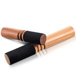 2 Pieces Tibetan Singing Bowl Mallet Suede Wooden Striker Leather Wrapped Meditation Mallet Sound Bowl Stick Buddha Musical Instruments for Buddhist Meditation Yoga Chime Relaxation (Black and Brown)