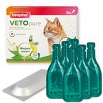 Beaphar – VETOpure Flea Spot On for Cats, 6 pipettes –Plant-Based Protection – Repels Fleas for up to 4 Weeks – Pack Provides up to 24 Weeks Protection – Contains Margosa Extract