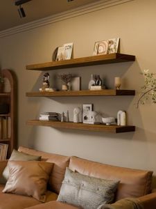 TEDIDUWA 48-Inch Floating Shelves, Set of 3, 12-Inch Deep Extra-Thick Solid Paulownia Wood Wall Shelves, Heavy Duty Storage Ledges for Kitchen, Living Room, Bedroom & Bathroom, Walnut