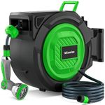 Retractable Garden Hose Reel, 1/2'' x 30m+2m Wall Mounted Hose Reel with 180° Swivel Bracket,10-Pattern Nozzle, Automatic Slow Return System, Any Length Lock, Hosepipes for Garden, Cleaning