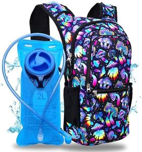 Mushroom Magic Sojourner Hydration Pack, Hydration Backpack - Water Backpack with 2l Hydration Bladder, Festival Essential - Rave Hydration Pack Hydropack Hydro for hiking, running, biking, festival