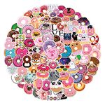 Donut Stickers for Laptop(100 Pcs),Gift for Kids Teens Adults Girl,Sweet Food Waterproof Stickers for Water Bottle,Vinyl Stickers for Scrapbook,Journal,Bike,Cup Skateboard Suitcase